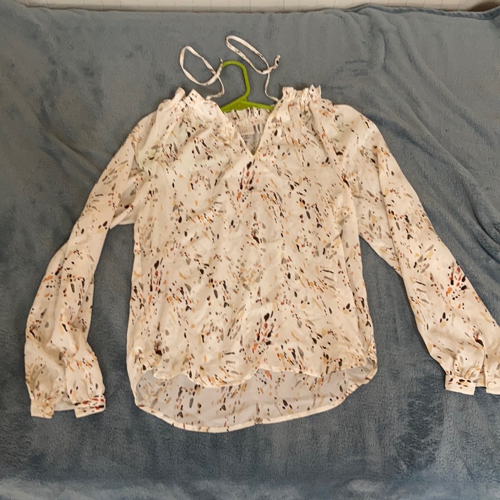 Watercolor long sleeve neutrally colored blouse